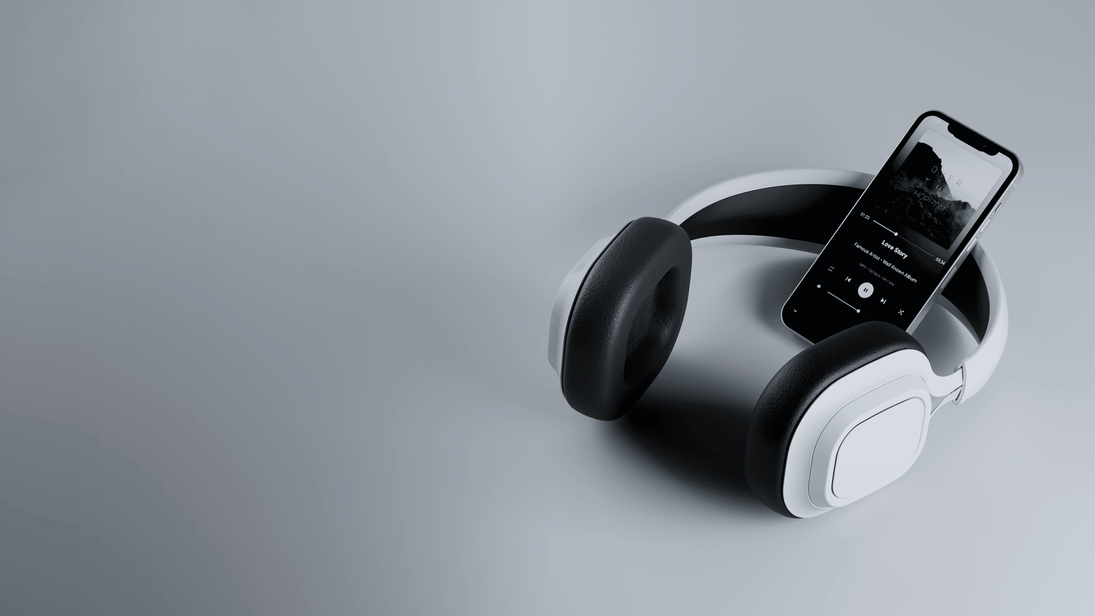 slick and clean design and render of an original headphones concept